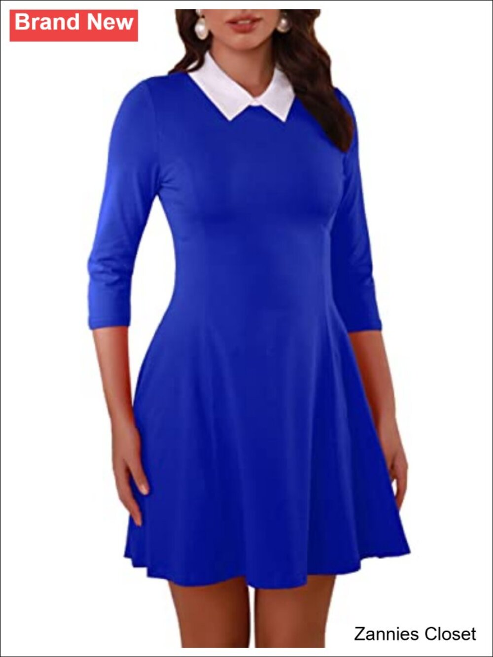 👻 Women's Casual Fit & Flare Peter Pan Collar Short Halloween Dress
